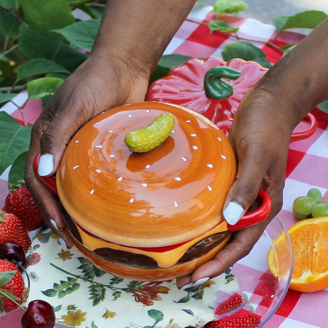 Figural Hamburger Brie Baker