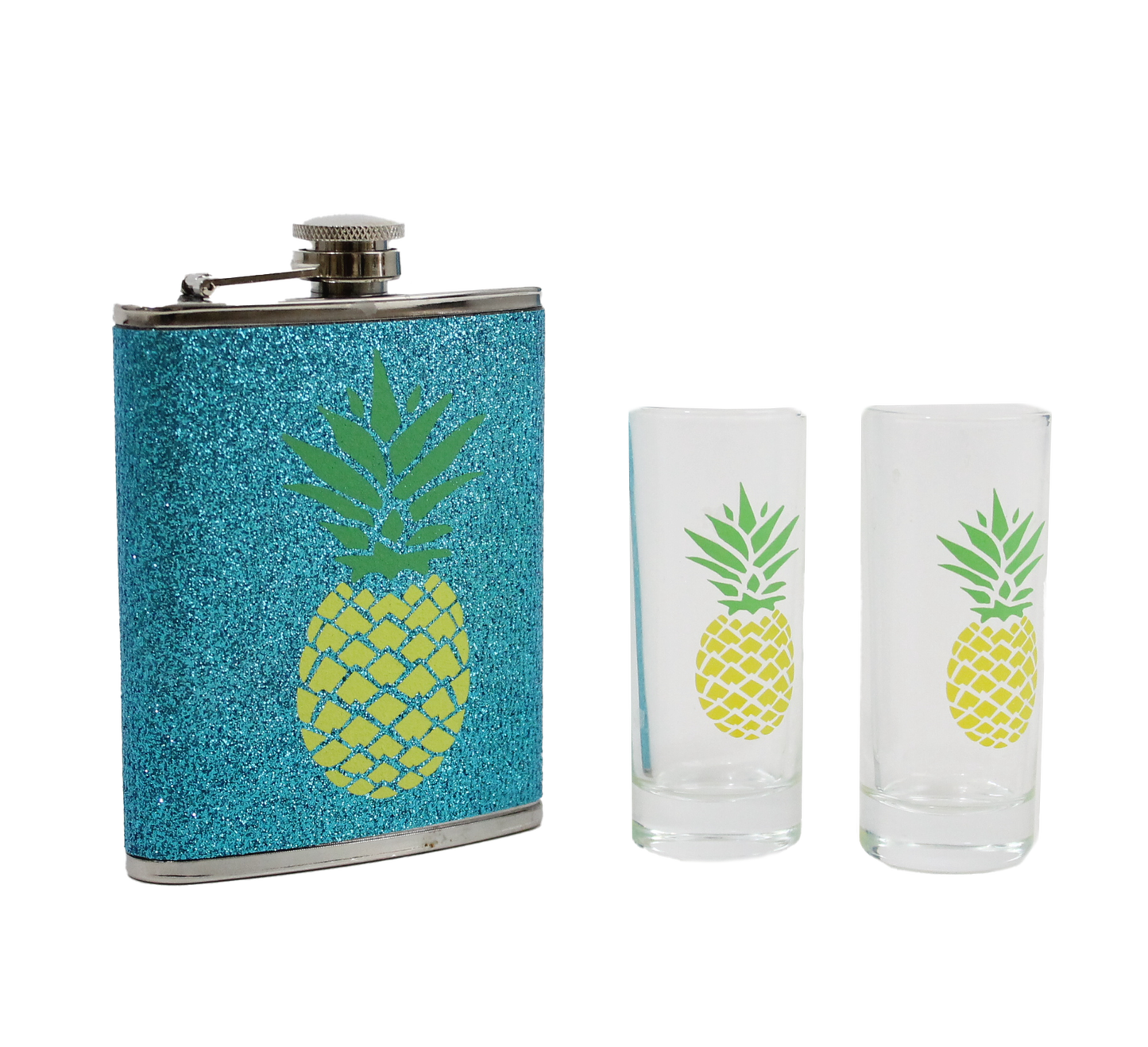 GREEN & YELLOW PINEAPPLE BAR SET - Wild Eye Designs