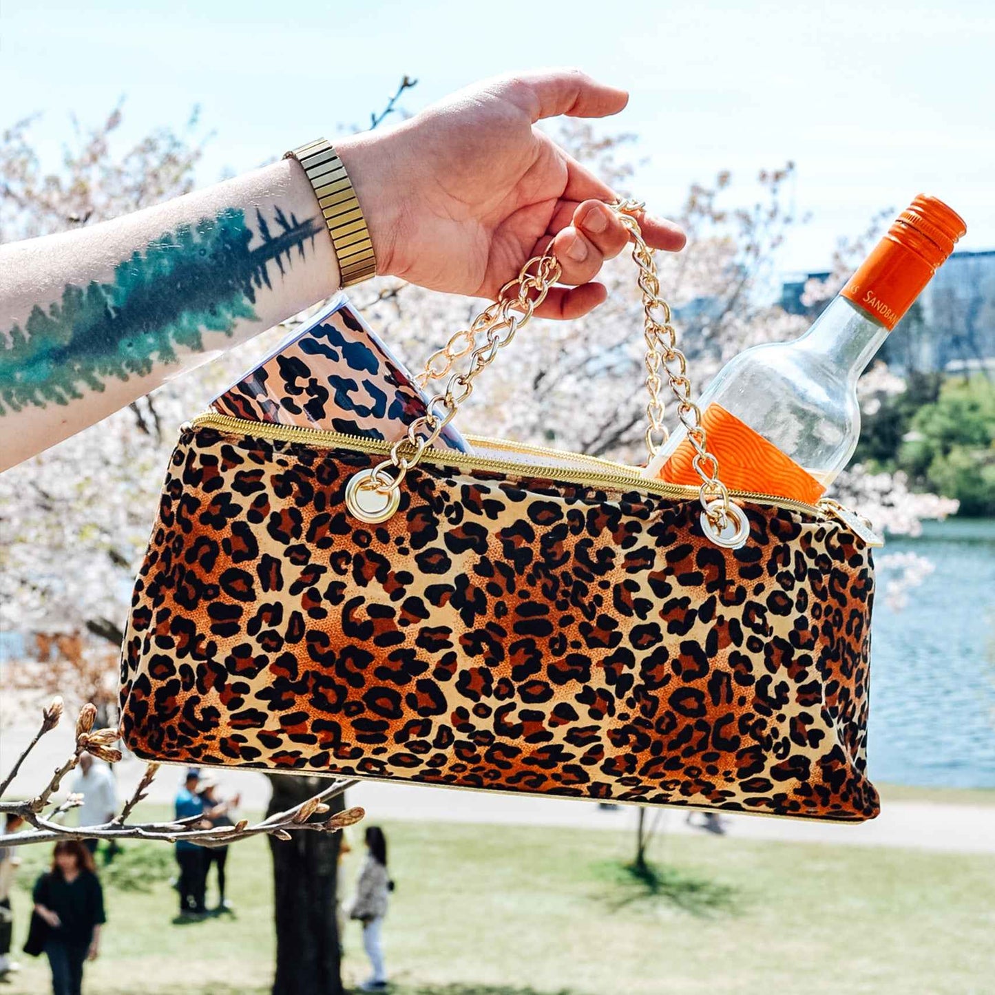 LEOPARD PRINT INSULATED WINE BAG & TUMBLER SET