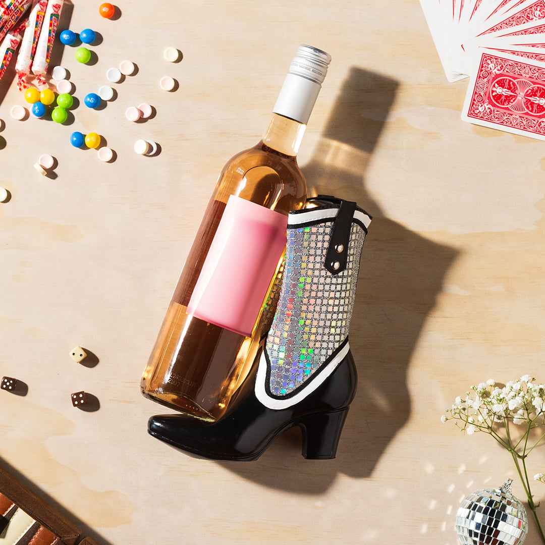 DISCO GLITTER COWBOY BOOT BOTTLE HOLDER