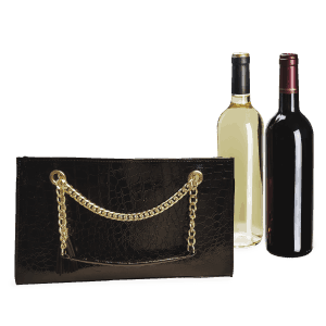 Black Croc Gold Chain Insulated Wine Carrying Bag
