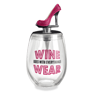 Fashion Bottle Stopper & Stemless Wine Glass Set by Wild Eye Designs