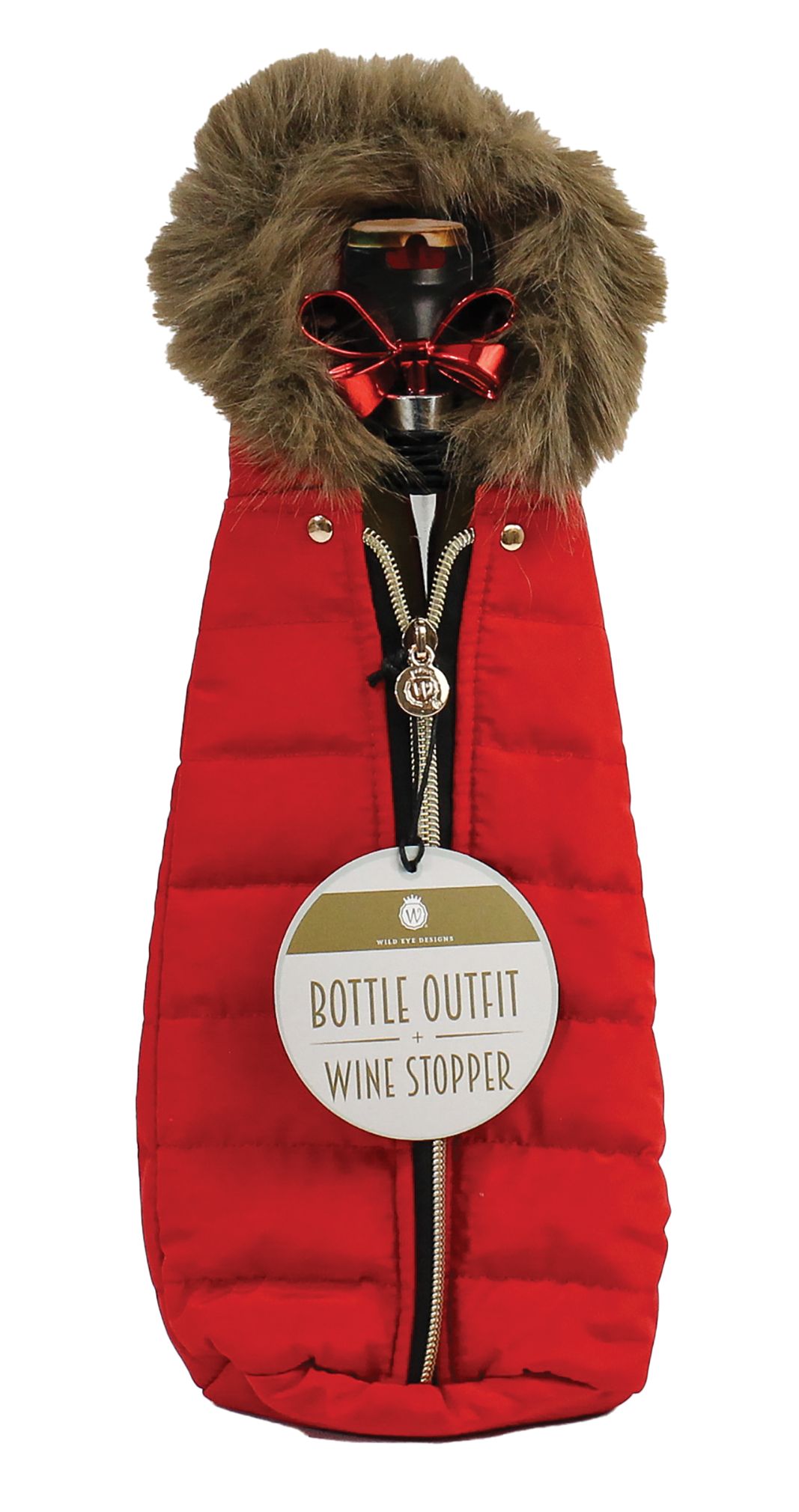 Red Parka Bottle Outfit & Bow Stopper Set
