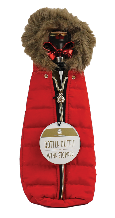 Red Parka Bottle Outfit & Bow Stopper Set