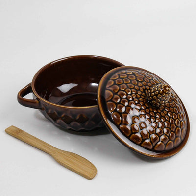 Figural Pinecone Brie Baker