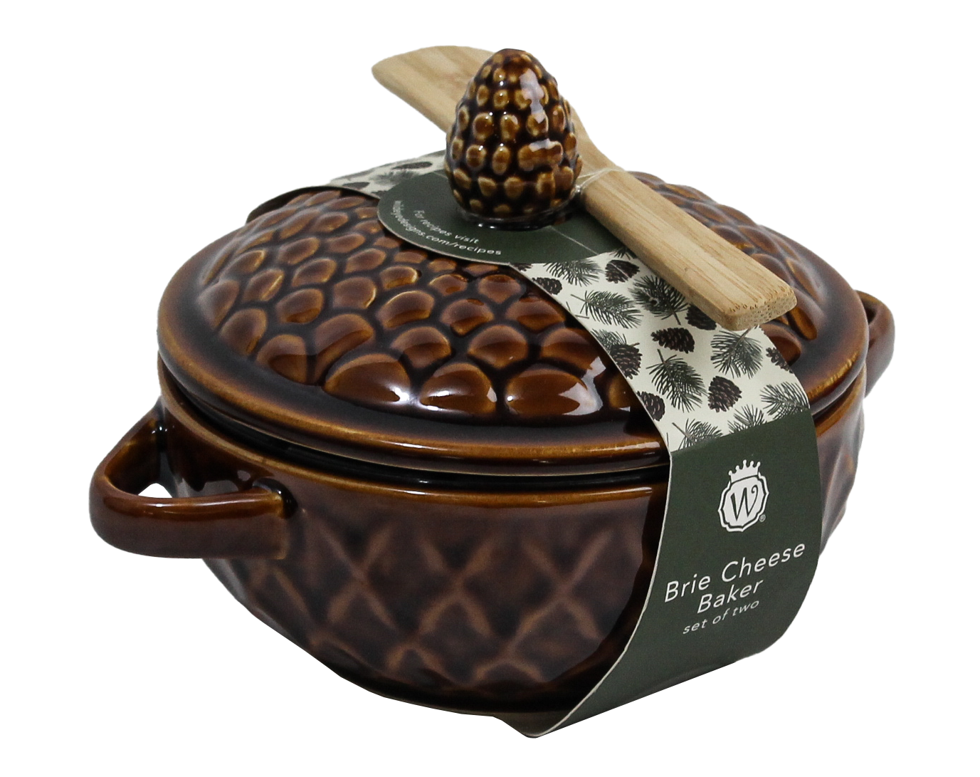 Figural Pinecone Brie Baker