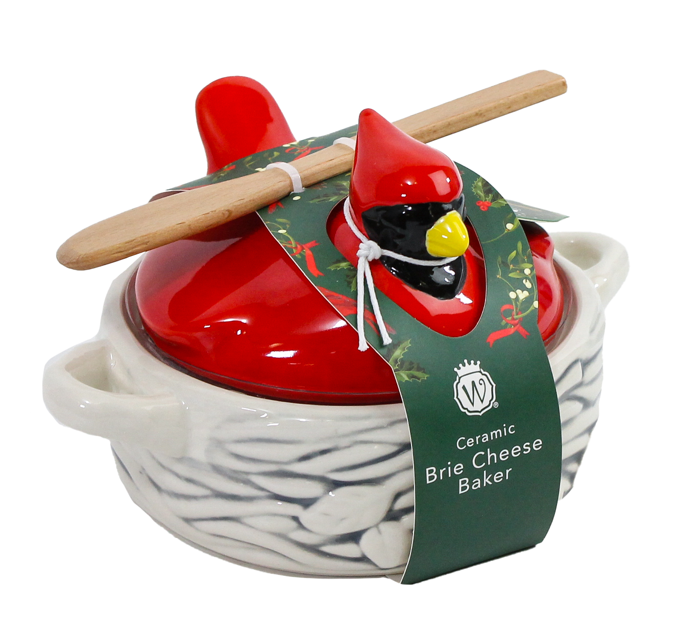 Figural Cardinal in Bird Nest Brie Baker