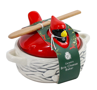 Figural Cardinal in Bird Nest Brie Baker