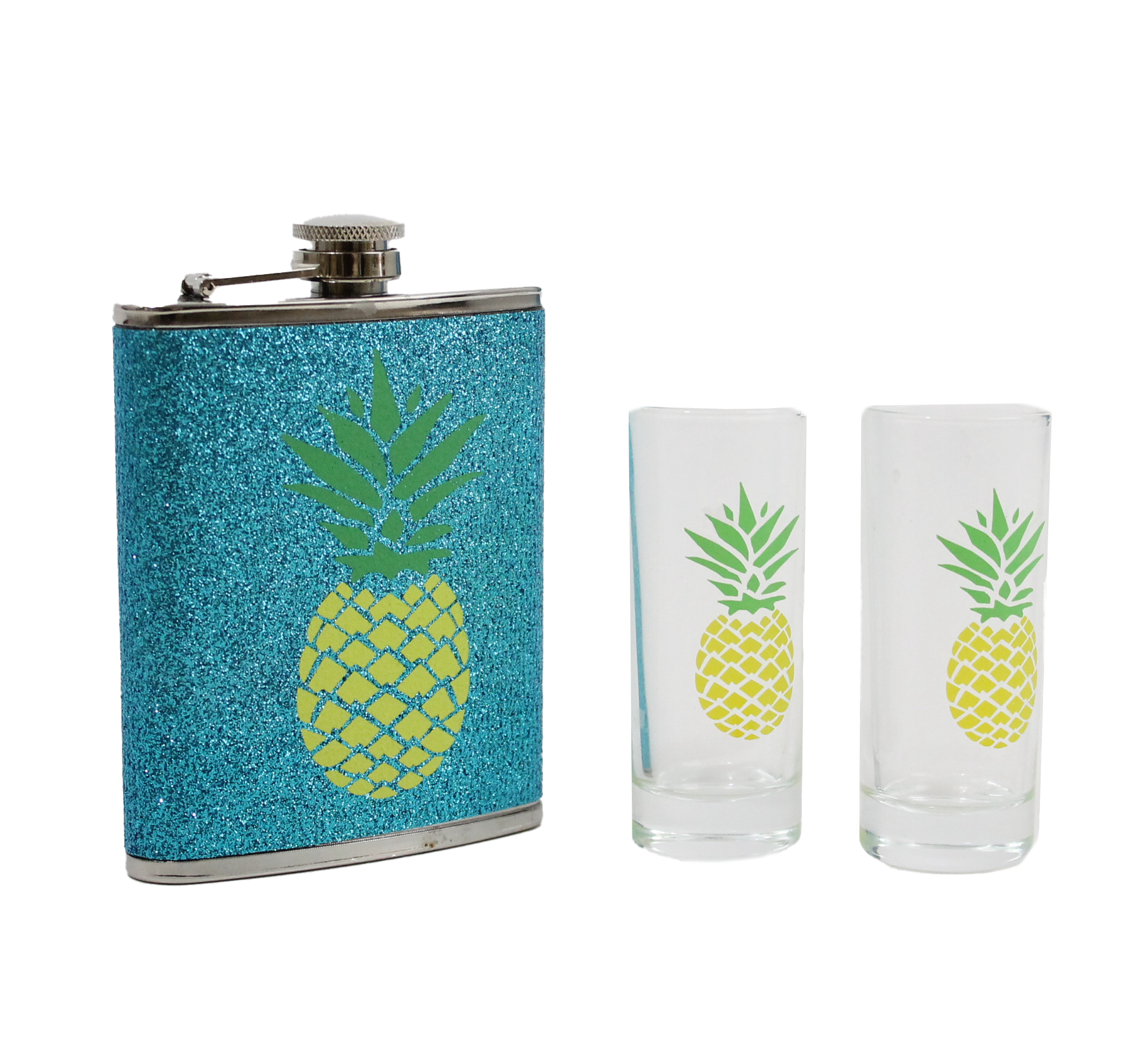 GREEN & YELLOW PINEAPPLE BAR SET - Wild Eye Designs