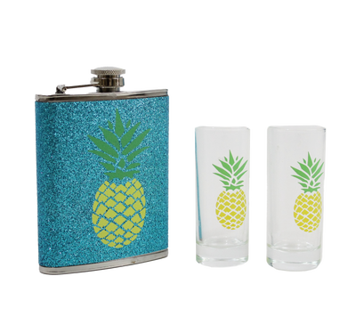 GREEN & YELLOW PINEAPPLE BAR SET - Wild Eye Designs