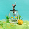 CAT MOM STEMLESS WINE GLASS & STOPPER