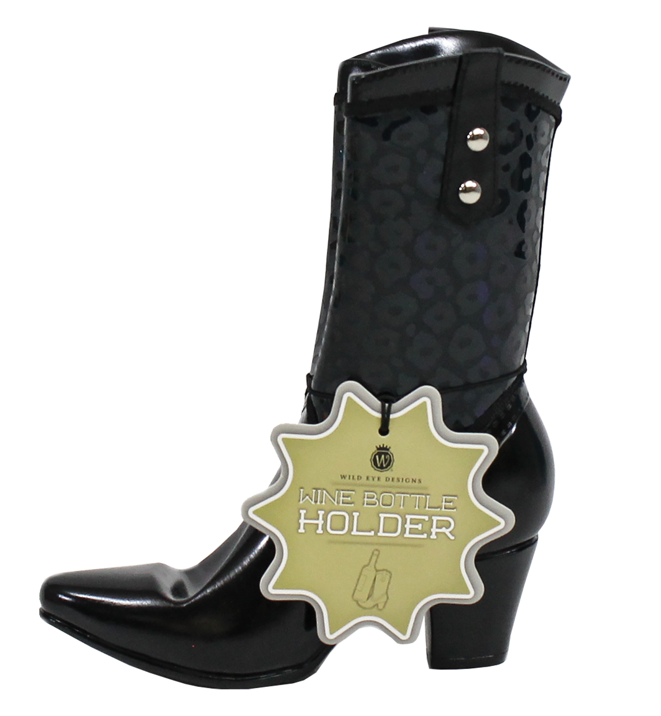 Black Leopard Cowboy Boot Bottle Holder