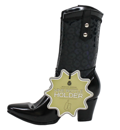 Black Leopard Cowboy Boot Bottle Holder