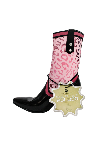 PINK LEOPARD COWBOY BOOT BOTTLE HOLDER