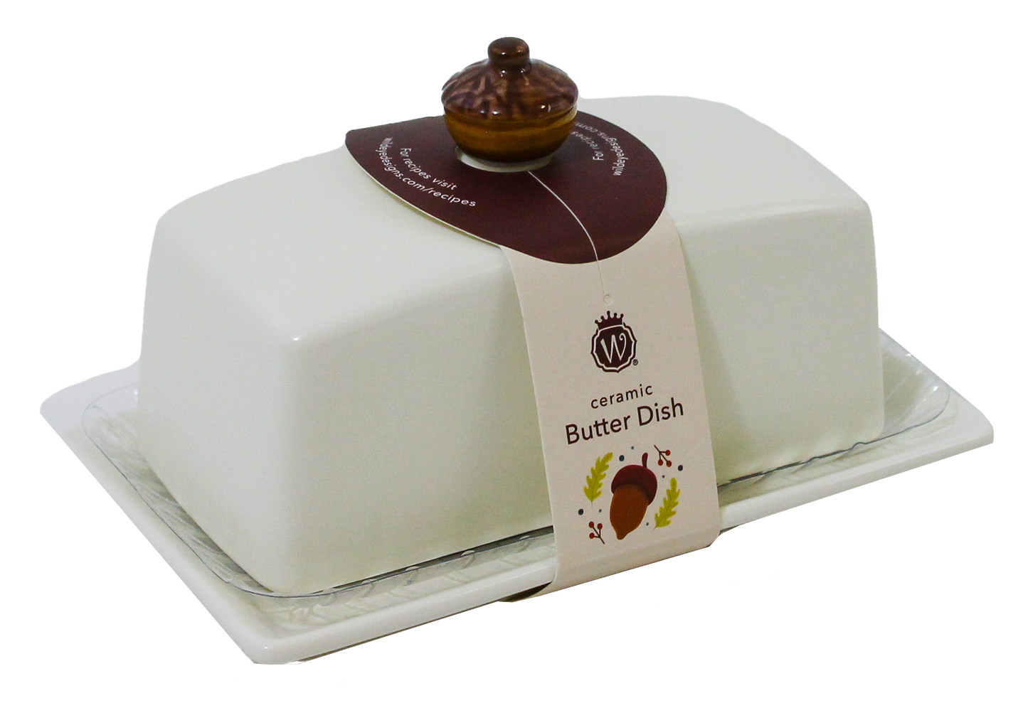 Ceramic Butter Dish with Acorn Handle