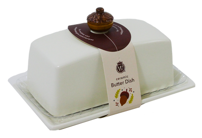 Ceramic Butter Dish with Acorn Handle