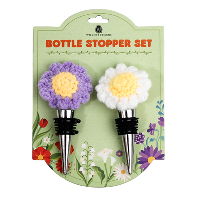 Crocheted Daisy Wine Stopper Set