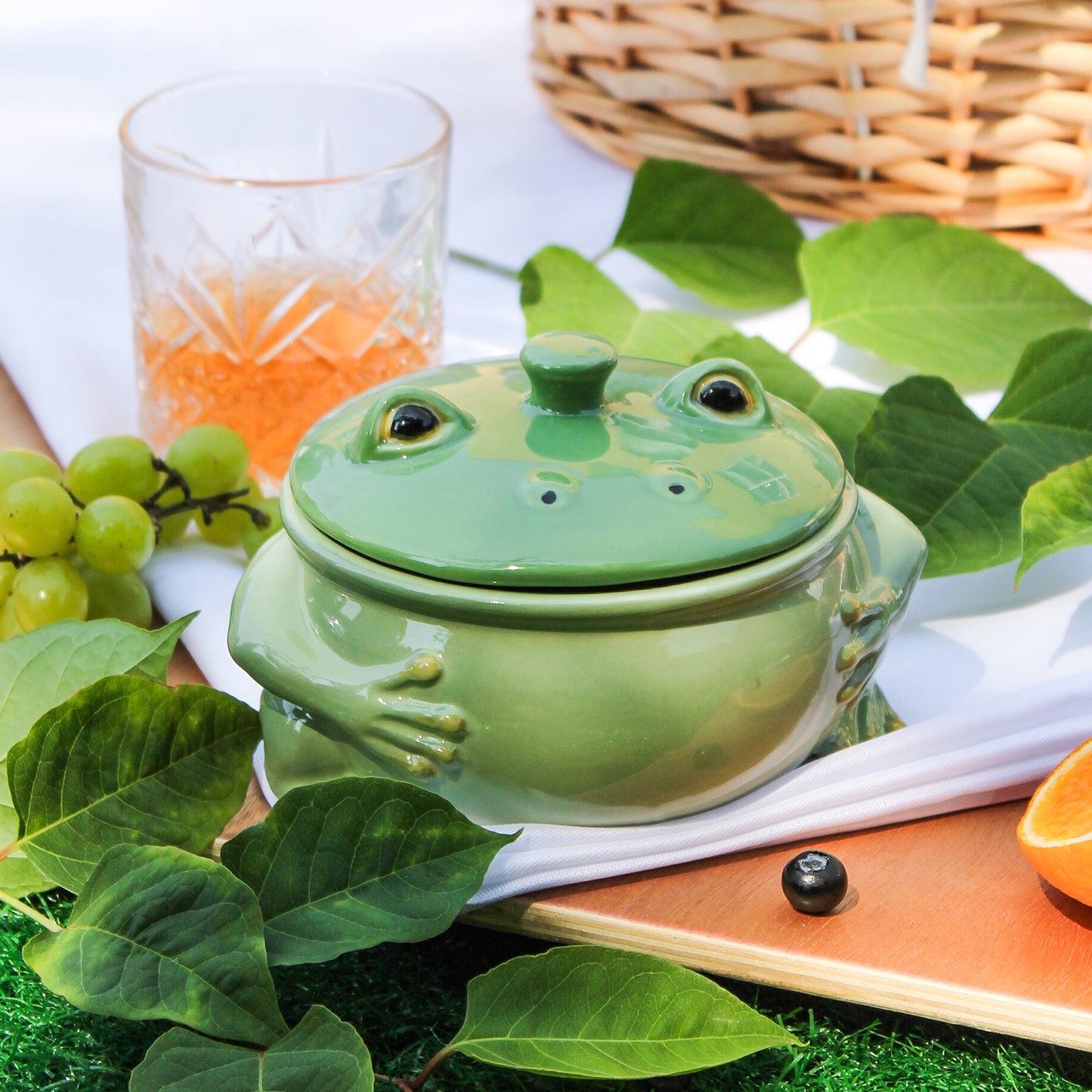 Figural Frog Brie Baker