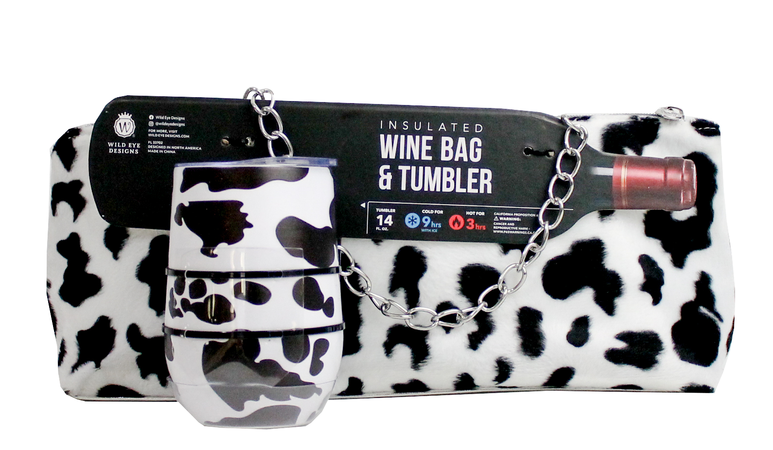 BOVINE COWHIDE INSULATED WINE BAG AND TUMBLER SET - Wild Eye Designs