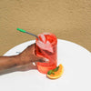 SEASONAL BENT METAL STRAW SET WITH SILICONE TIPS & BRUSH