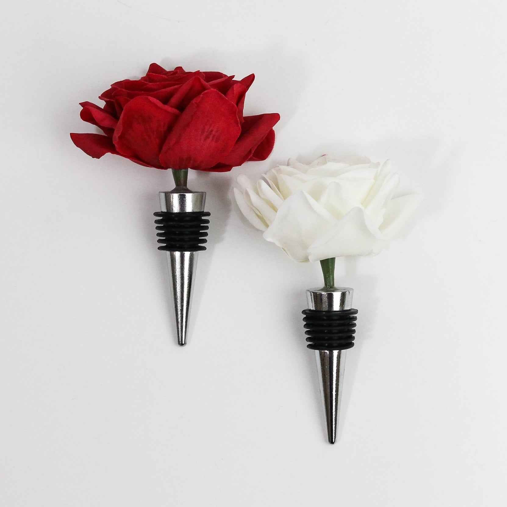 White & Red Flower Wine Stopper Set