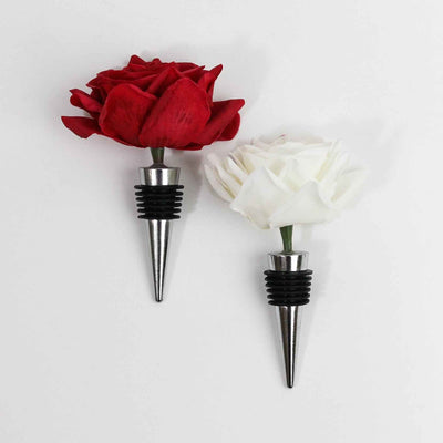 White & Red Flower Wine Stopper Set