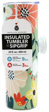 FLORAL SIP-GRIP SLIM TUMBLER WITH STRAW