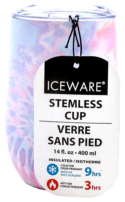 MULTI-COLOR TYE-DYE DOUBLE WALL STEMLESS CUP