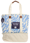BLUE ABSTRACT CANVAS INSULATED TOTE BAG