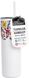 FLORAL SLIM TUMBLER WITH STRAW