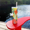 FLORAL SIP-GRIP SLIM TUMBLER WITH STRAW