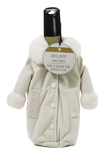 White Fur Trim Coat Wine Parka