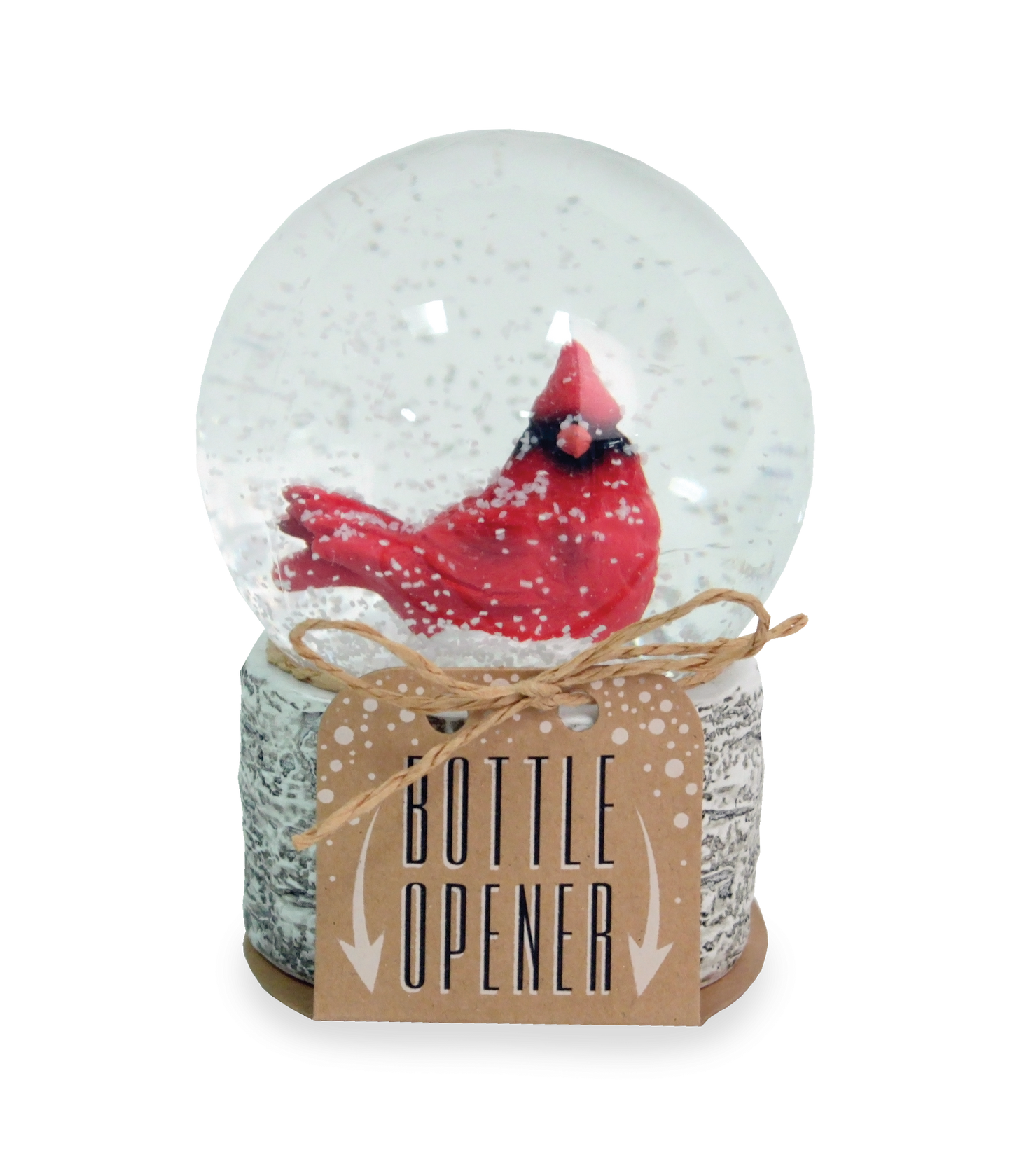 CARDINAL SNOW GLOBE BOTTLE OPENER