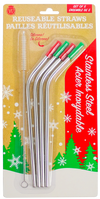 SEASONAL BENT METAL STRAW SET WITH SILICONE TIPS & BRUSH - Wild Eye Designs