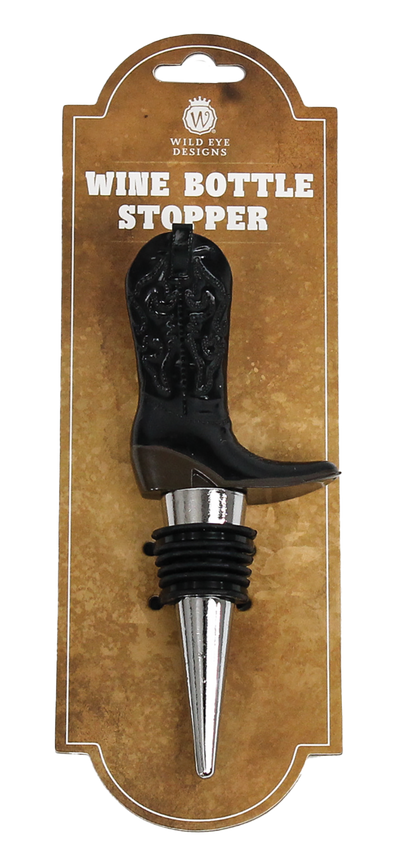 Black Cowboy Boot Wine Stopper