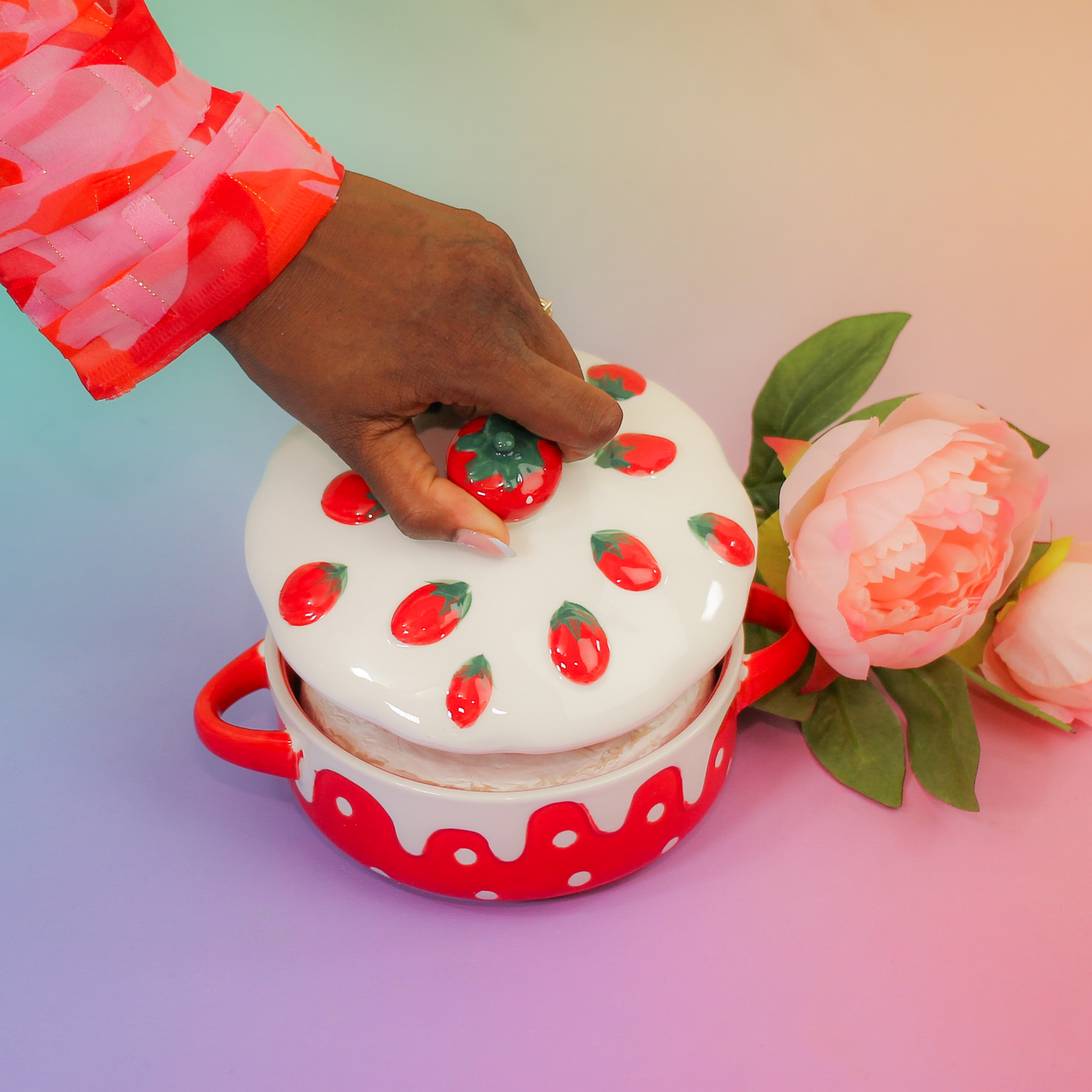 Figural Strawberry Shortcake Brie Baker