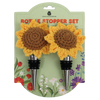 Crocheted Sunflower Wine Stopper Set