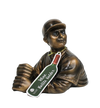 BRONZE BASEBALL PLAYER WINE BOTTLE HOLDER