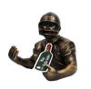 BRONZE FOOTBALL PLAYER WINE BOTTLE HOLDER