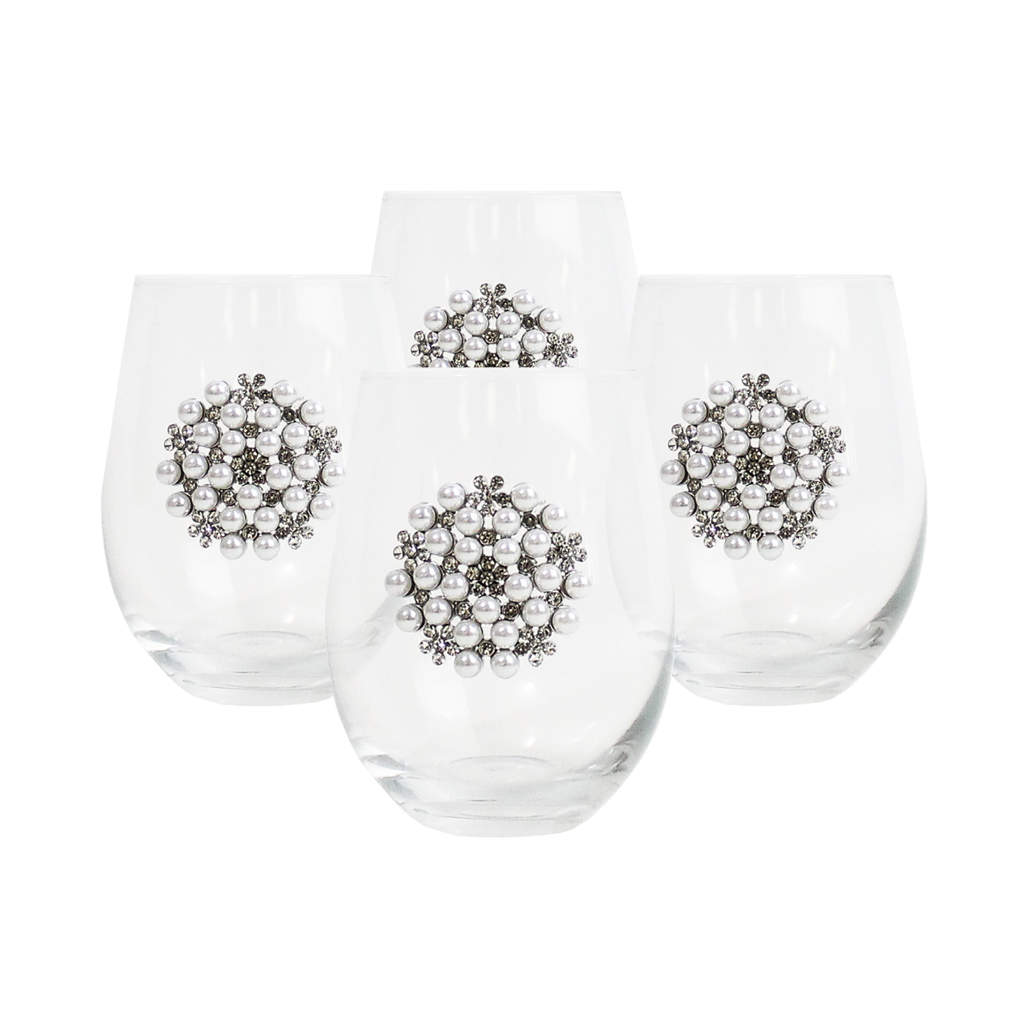 Silver Broach Double Wall Glass Set of Four
