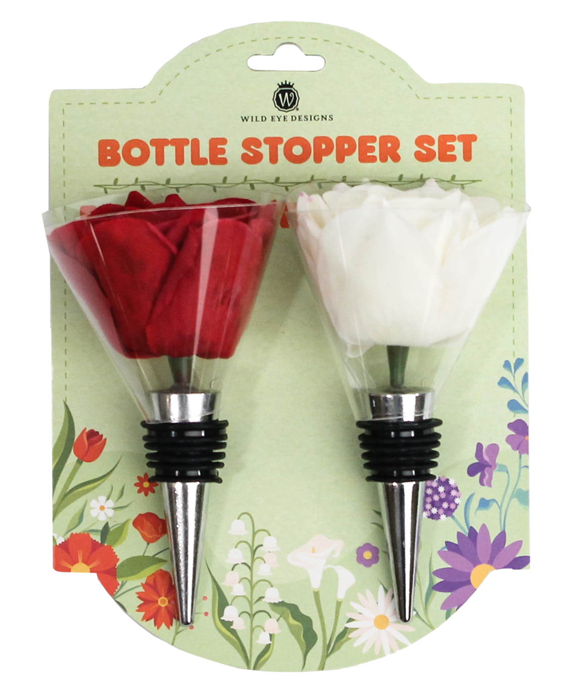 White & Red Flower Wine Stopper Set