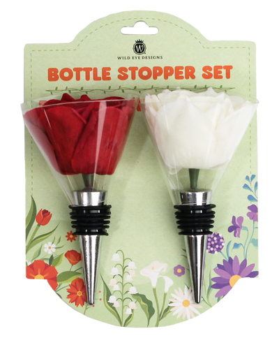 White & Red Flower Wine Stopper Set