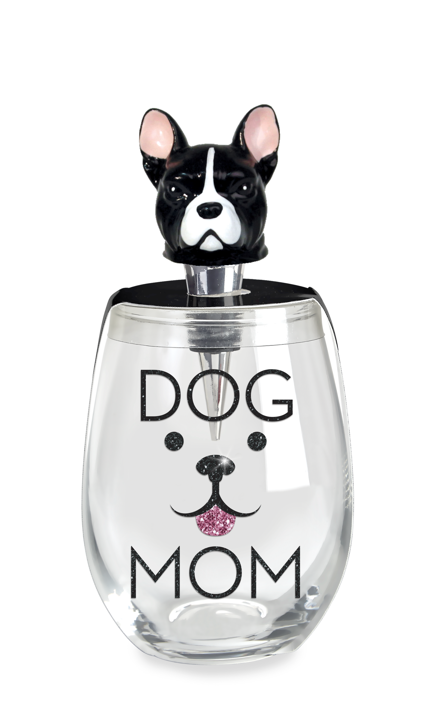 DOG MOM STEMLESS WINE GLASS & STOPPER - Wild Eye Designs