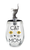 CAT MOM STEMLESS WINE GLASS & STOPPER - Wild Eye Designs