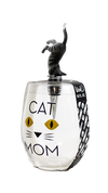 CAT MOM STEMLESS WINE GLASS & STOPPER - Wild Eye Designs