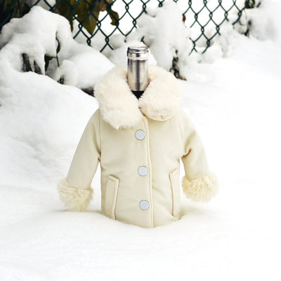 White Fur Trim Coat Wine Parka