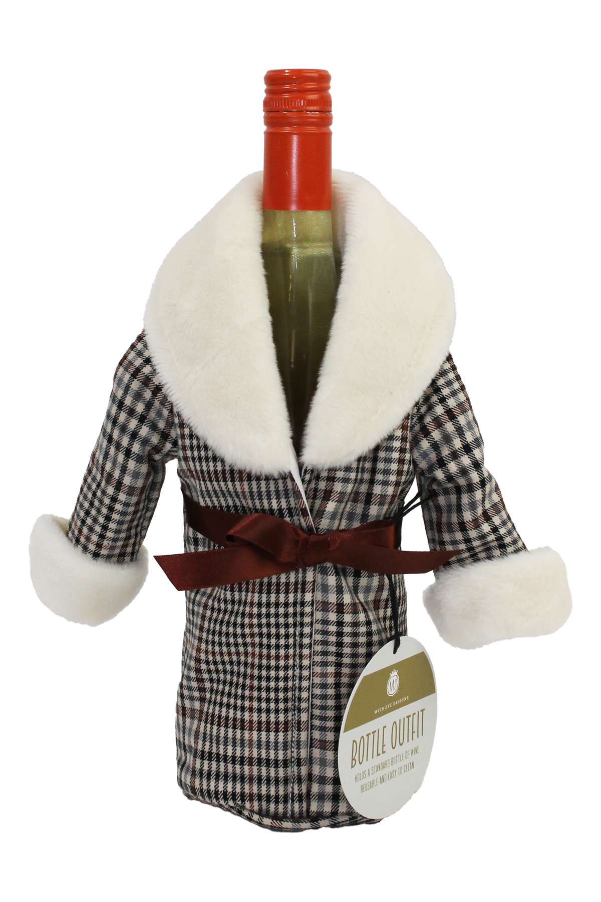 Plaid Fur Coat Wine Parka
