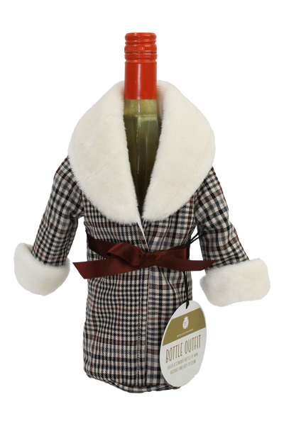 Plaid Fur Coat Wine Parka