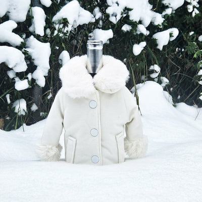 White Fur Trim Coat Wine Parka