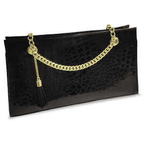 Black Croc Gold Chain Insulated Wine Carrying Bag